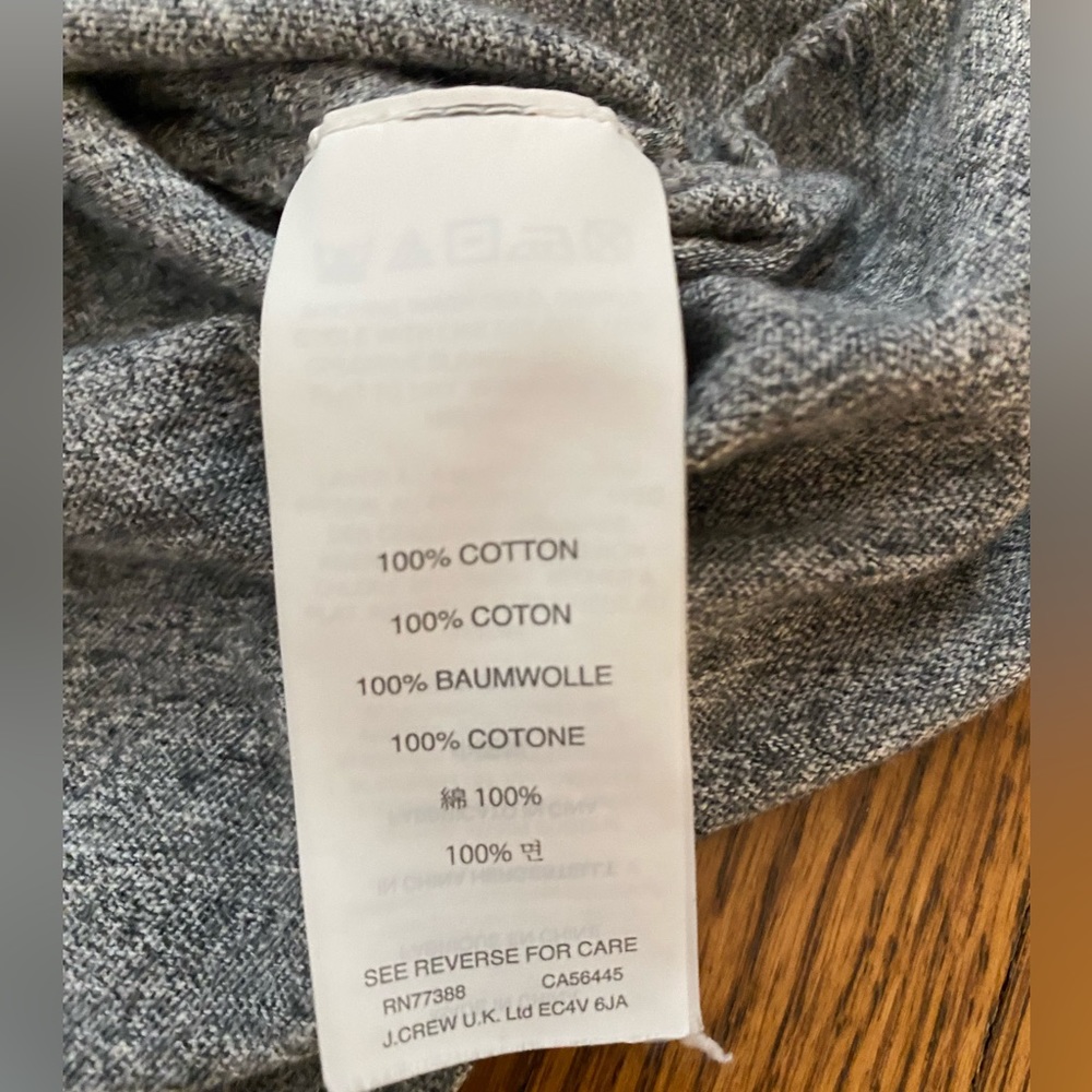 J Crew Heather Grey Stripe Floral Baseball 3/4 Tee - Picture 8 of 8